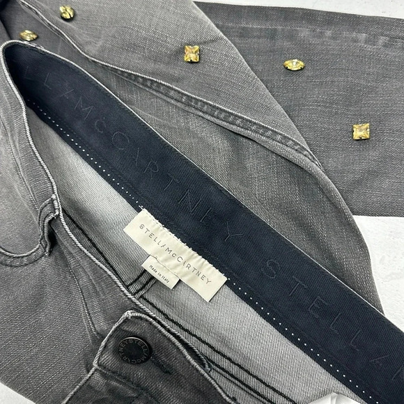 Stella McCartney Jeans Skinny Denim Embellished Rhinestone Jeweled Gray Size 27 - Picture 8 of 13